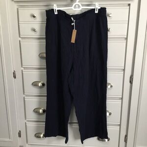 NWT HELLO NITE Gauzy Cotton Zip Pants M In Midnight Blue